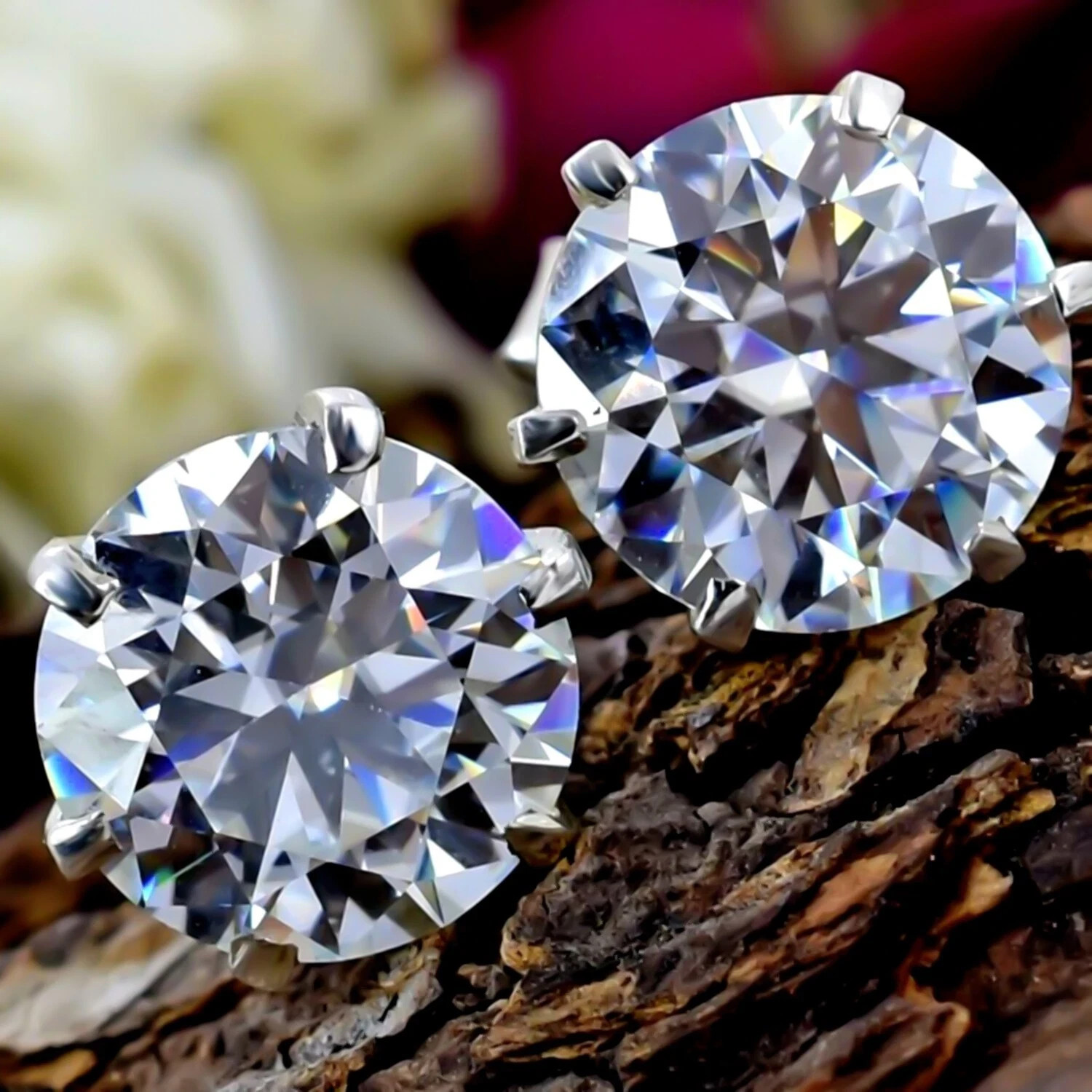 5 Ct Lab grown Diamond Round Earrings Studs Valentine's Day Gift For Women