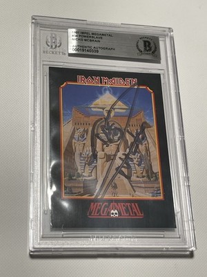 Nicko McBrain Signed Iron Maiden Impel MegaMetal Card IP Slabbed Beckett BAS c