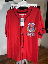 Spiderman Marvel Shirt And Short Set Outfit Boys size xl 2 Pieces Button Up