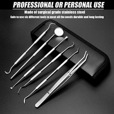 6 Pcs Dental Pick Hygiene Tool Set Tooth Scraper Plaque Tartar Remover Gum Floss