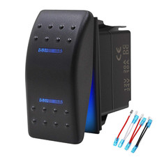 Waterproof Rocker Switch Toggle - On/Off/On Blue LED Light - 12V 20Amp 24V 10Amp