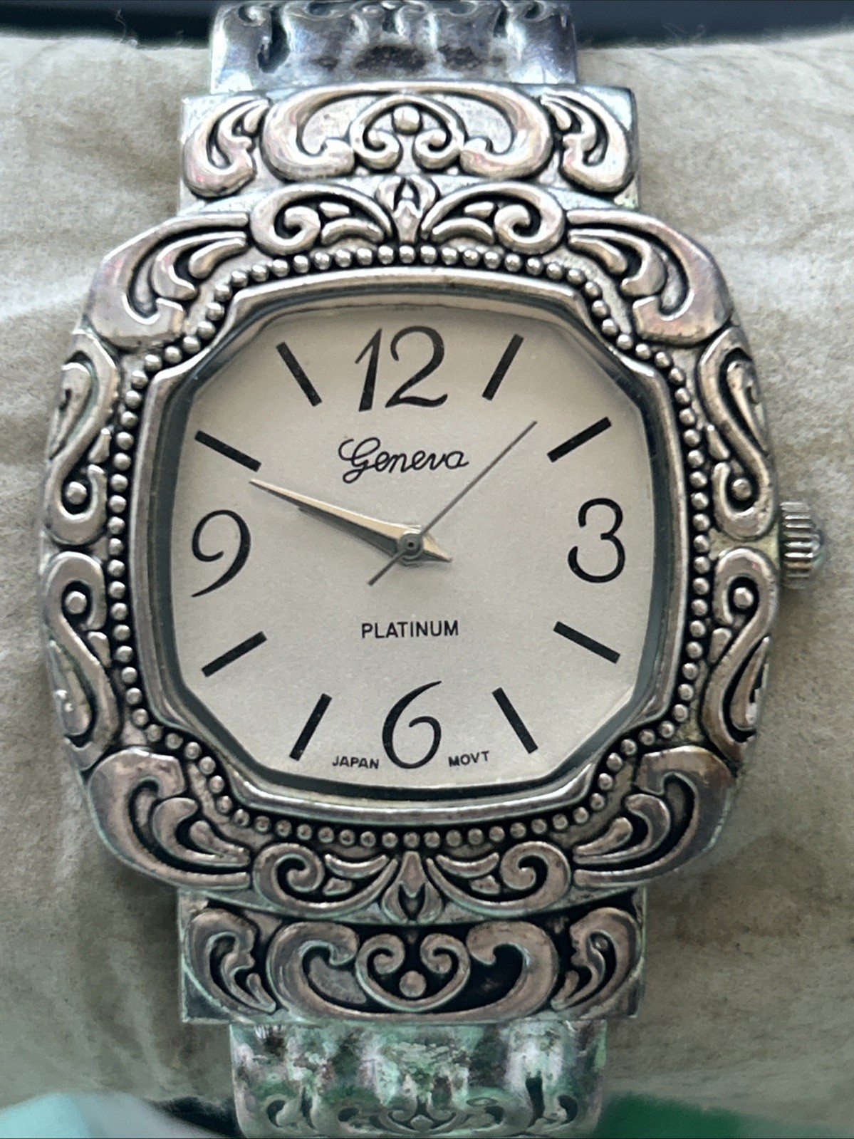 Geneva Platinum Silver Tone Women’s Cuff Watch
