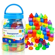 60-Piece 3D Geometric Shapes for Kids - Translucent Light Table Toys