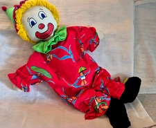 Handsewn Stuff Clown Big Eyes Smile Dressed Handmade Party Rag Mop Hair Plush