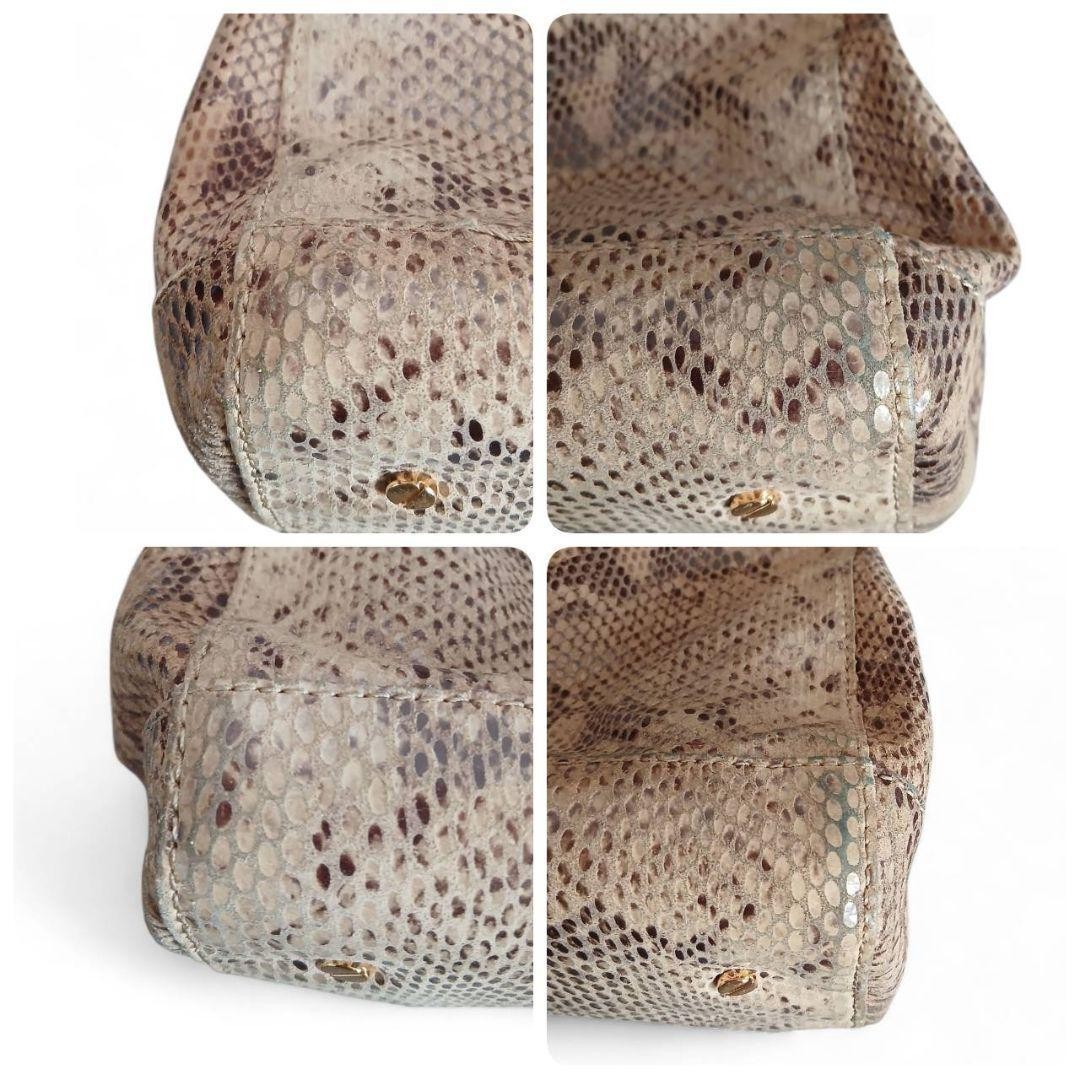 TORY BURCH python pattern tote handbag beige - image 7