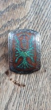 Vintage Silver "Peyote Bird" Belt Buckle. With Chip Turquoise And Coral