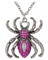 Halskette Mit Lila Spinne Aus Strass Steinen