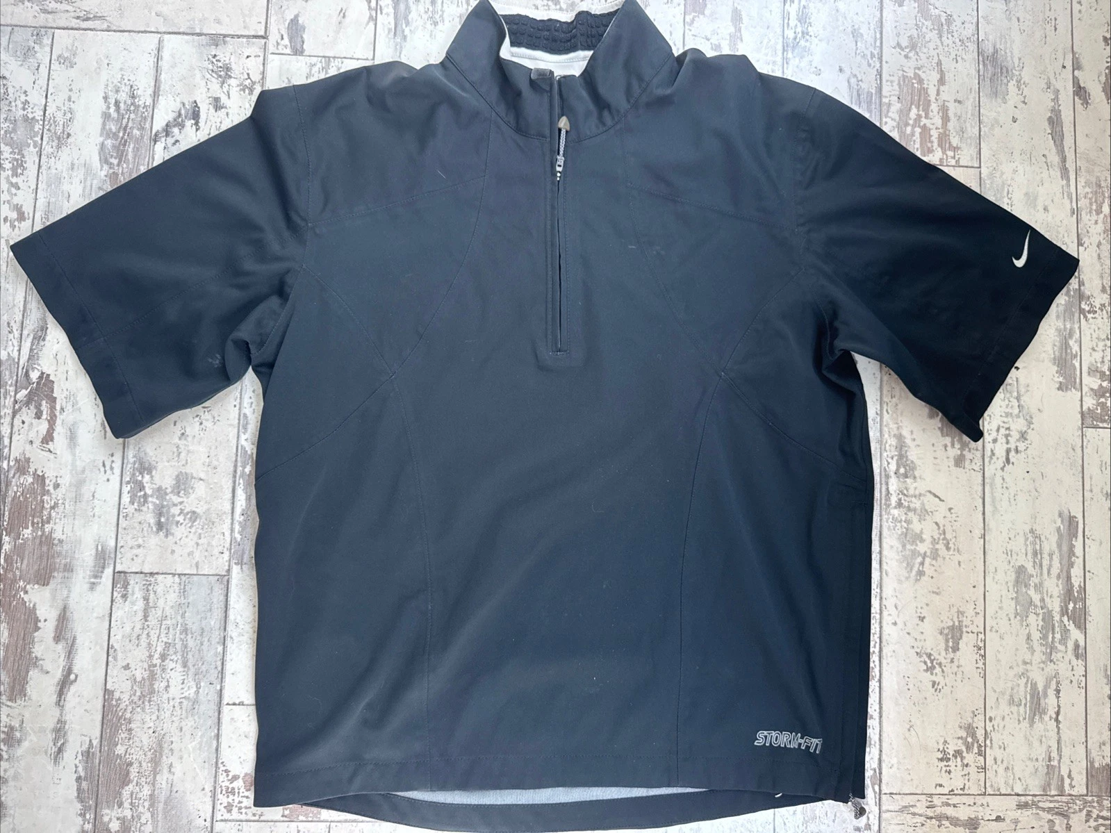 Nike Golf Pullover Mens Med Black Storm-Fit Half Zip Short Sleeve Windshirt