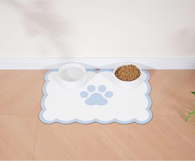 Scalloped Dog Feeding Mat, Absorbent Mats for Dog Food and Water Bowl, Dispen...