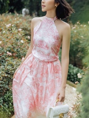 Dior Halterneck Top Seide Dioriviera Toile De Jouy Rosé Weiss Neu! Sold Out 