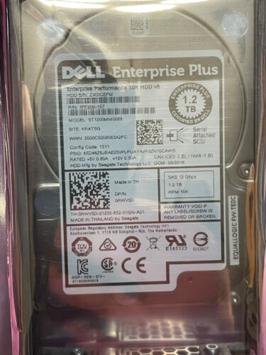 Dell 1.2TB 10K RPM 12Gb/s SAS 2.5" HDD ST1200MM008E w/ Caddy 0RW5D Sealed - Picture 4 of 7
