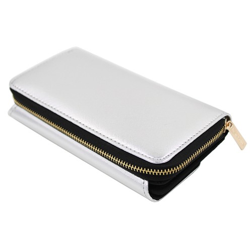 Premium Saffiano Vegan PU Leather Flap Wallet Zip Around Clutch Phone Organizer - Picture 31 of 35