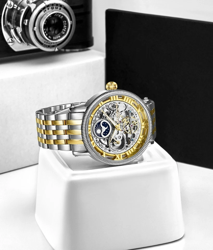 Reloj Hombre Stuhrling 3922 2 Reserva Especial Automático Doble Hora Acero Inoxidable Foto 4 de 4