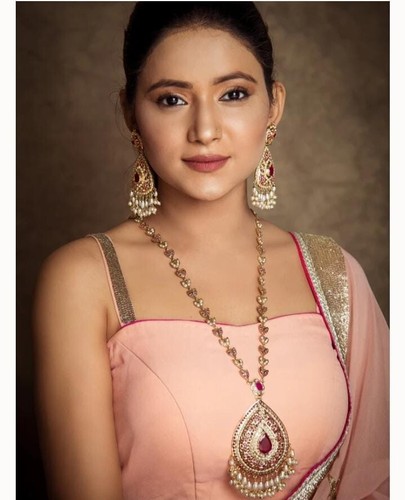 Ranihaar necklace earrings set gold Navratan karwachauth Valentine's day gift - Picture 6 of 8