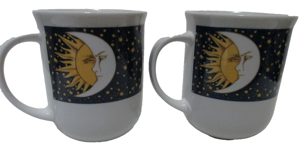 Oneida Galaxy Vintage Sun Moon Stars Gres Taza Juego 2 Micro Platos Foto 2 de 4