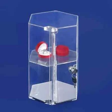 Mirrored Bottom Clear Acrylic Single Shelf Rotating Hexagon Display Case