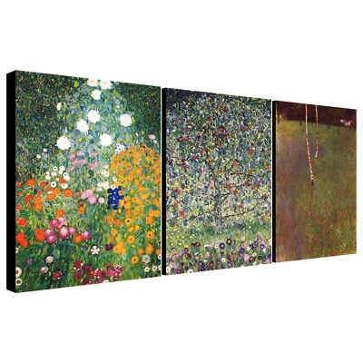 Gustav Klimpt Botanical Art - Set Of 3 Prints - Canvas Wall Art Framed Prints - Image 1 of 4