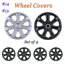 14" 15" 4PCS Wheel Covers Replacement Snap On Full Hub Caps Fit Car R14 R15 Tire