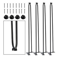 TC-HOMENY 30" inch Hairpin Table Legs Metal Solid Iron Coffee Table Desk Legs