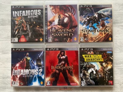 SONY PS3 inFamous & Heavenly Sword & Blades of Time & Starhawk & Max Anarchy set