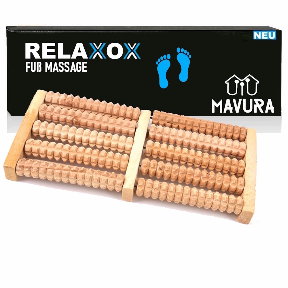 RELAXOX Fußmassageroller Fußmassagegerät Fußroller Holzroller Fuß Massagegerät