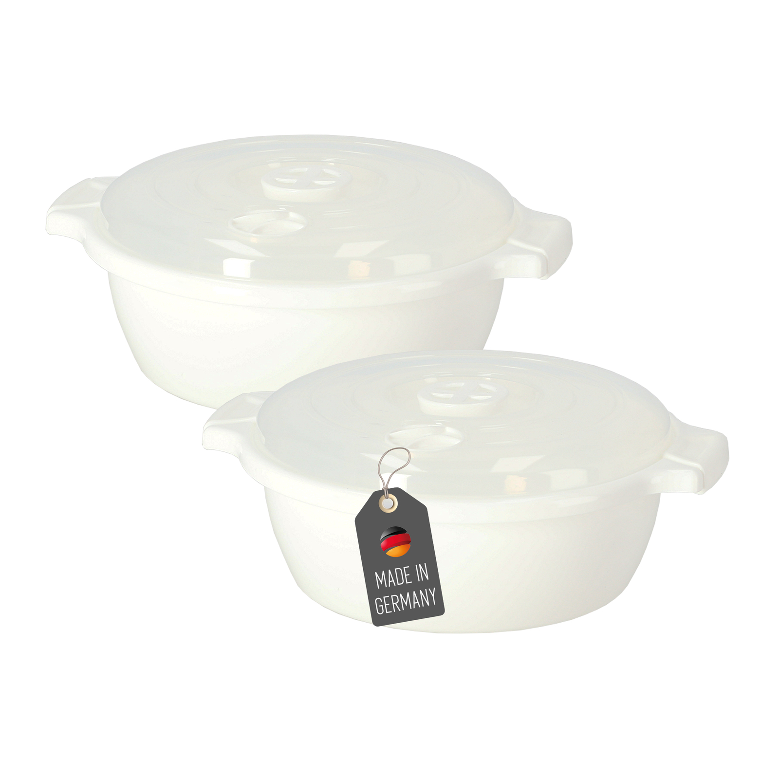 Sustania Mikrowellentöpfe 2er-Set - 2x1,5l Mit Dampfventil & Griffen