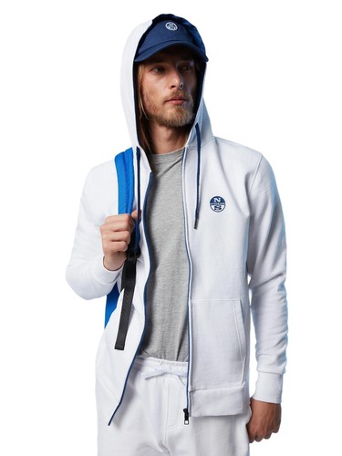 Felpa North Sails uomo con cappuccio maglia manica lunga con zip casual logo - Foto 5 di 7