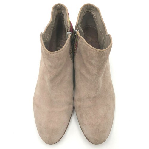 Sam Edelman Putnam Brown Gray Suede Southwest Embroidered Ankle Booties 9.5 - Picture 5 of 10
