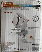 6 Pack Cloudy Bay 8 Inch 5CCT Tunable Recessed Down Lights