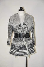 J Jill Petite Gray Cotton Wool Fringe Shawl Wrap Cardigan Bohemian Coat Women S