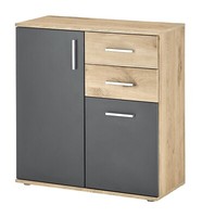 Kommode Sideboard 2 TüRen 2 Schubladen Grau Matt Viking Eiche Dekor 80 X 84 Cm