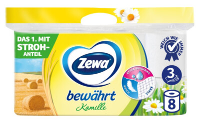 Zewa Toilettenpapier 3-lagig Kamille , Pack mit 8 x 150 Blatt