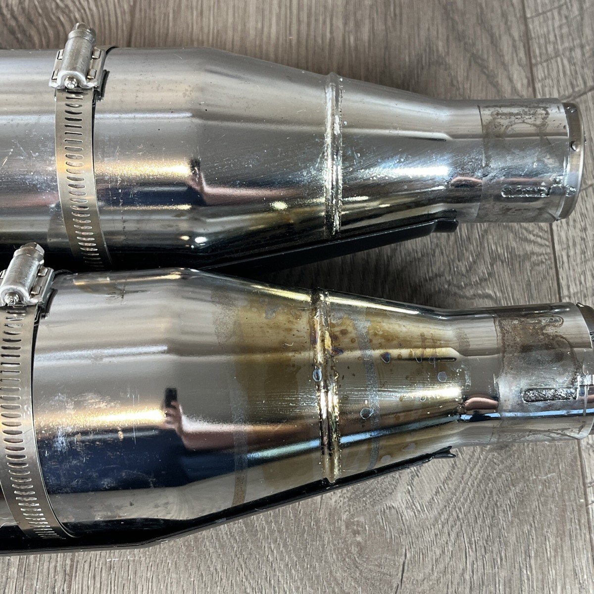 HARLEY OEM SOFTAIL TAKE OFF CHROME MUFFLERS With Heat Shield
