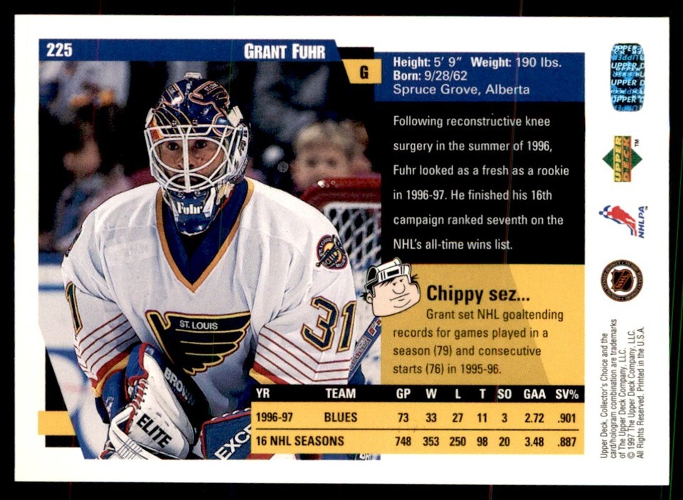 Maillot Hockey Vintage Grant Fuhr St Louis Blues 1998-99 Starter Taille 48 - Authentique LNH