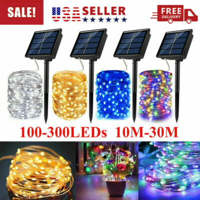 100-300 LED Solar Power Fairy Lights String Garden Outdoor Party Christmas Lamp