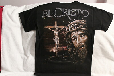 半袖 Jesus Swarovski Long T-shirt black JESUS ON THE CROSS CROWN OF THORNS EL CRISTO T-SHIRT | eBay