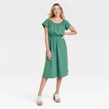Universal Thread Womens Green Short Sleeve Midi Dress 4X Lagenlook Cottagecore