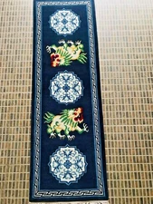 Hand knotted Tibetan traditional coin and lion Rug       ( 60 cm × 180 cm )