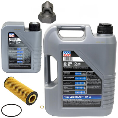 Ölwechsel Set – 5 Liter Liqui Moly 10W-40 Motoröl + HENGST Ölfilter + Ablassschraube, Komplettset