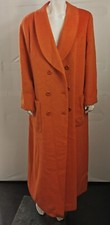 Louis Feraud Burnt Orange Lined Wool & Alpaca Long Double Breast Coat Size 18