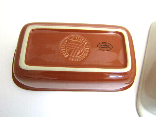 2 Longaberger Pottery Ceramic Woven Traditions Loaf Baking Dish Pan Red Ivory - Picture 5 of 6