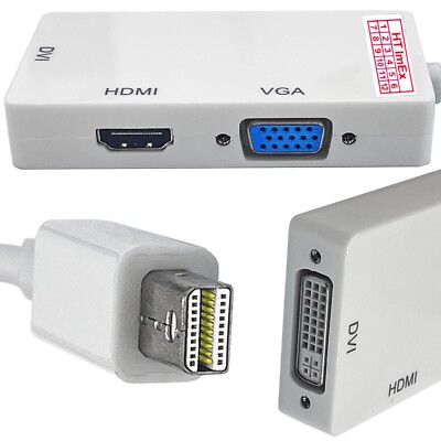 DisplayPort Thunderbolt Mini 3 in1 DVI VGA HDMI Adapter for MacBook iMac Beliebt