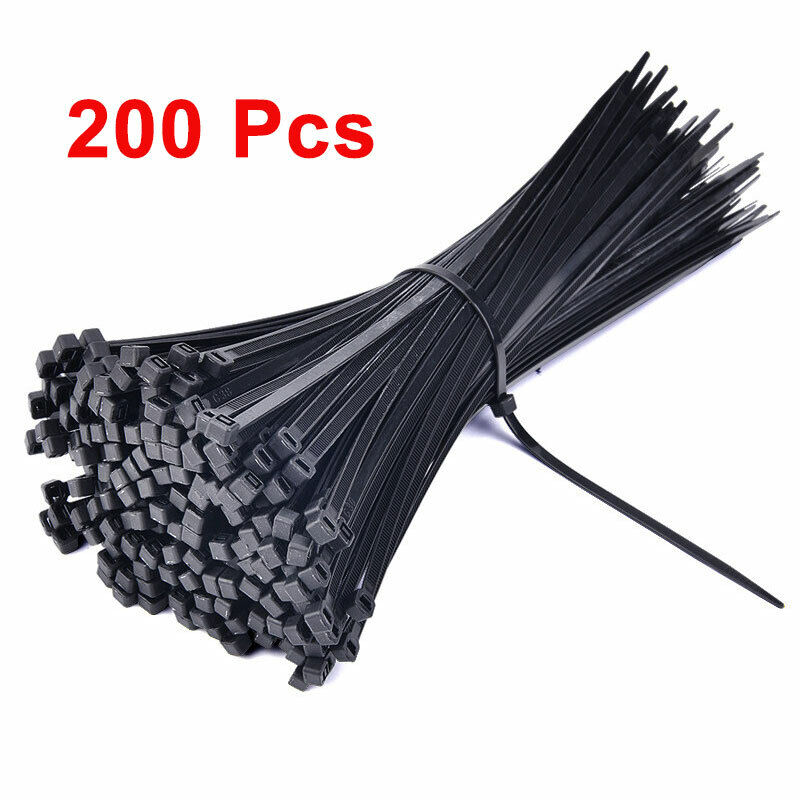Plastic Nylon Wire Cable Zip Ties Self-Locking Black White Cable Ties 200pcs