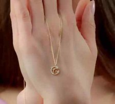 1Ct Round Cut Real Moissanite Dolphin Pendant Necklace 14K Yellow Gold Plated