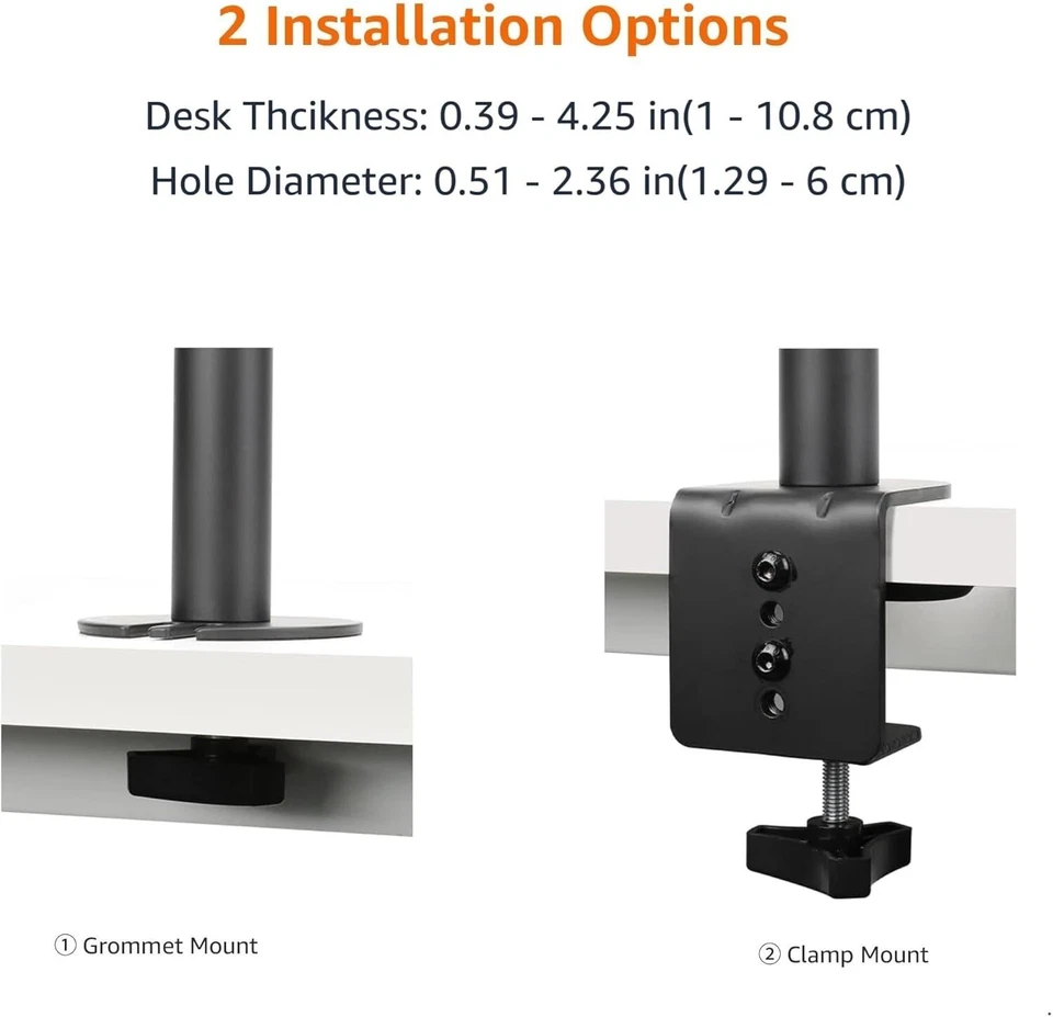 Adjustable Dual Computer Monitor Arm Mount, Holds Monitors up to 32 Inches - Image 4 of 4