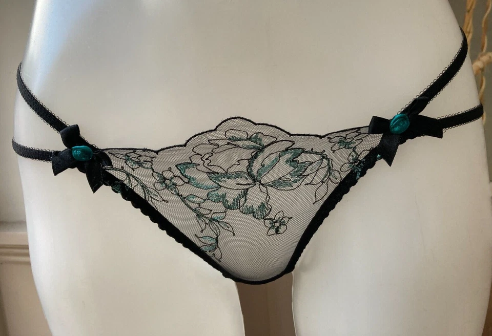 Agent Provocateur L aqua black tattoo thong CALLIE sheer lace embroidery AP4 new - Image 2 of 4