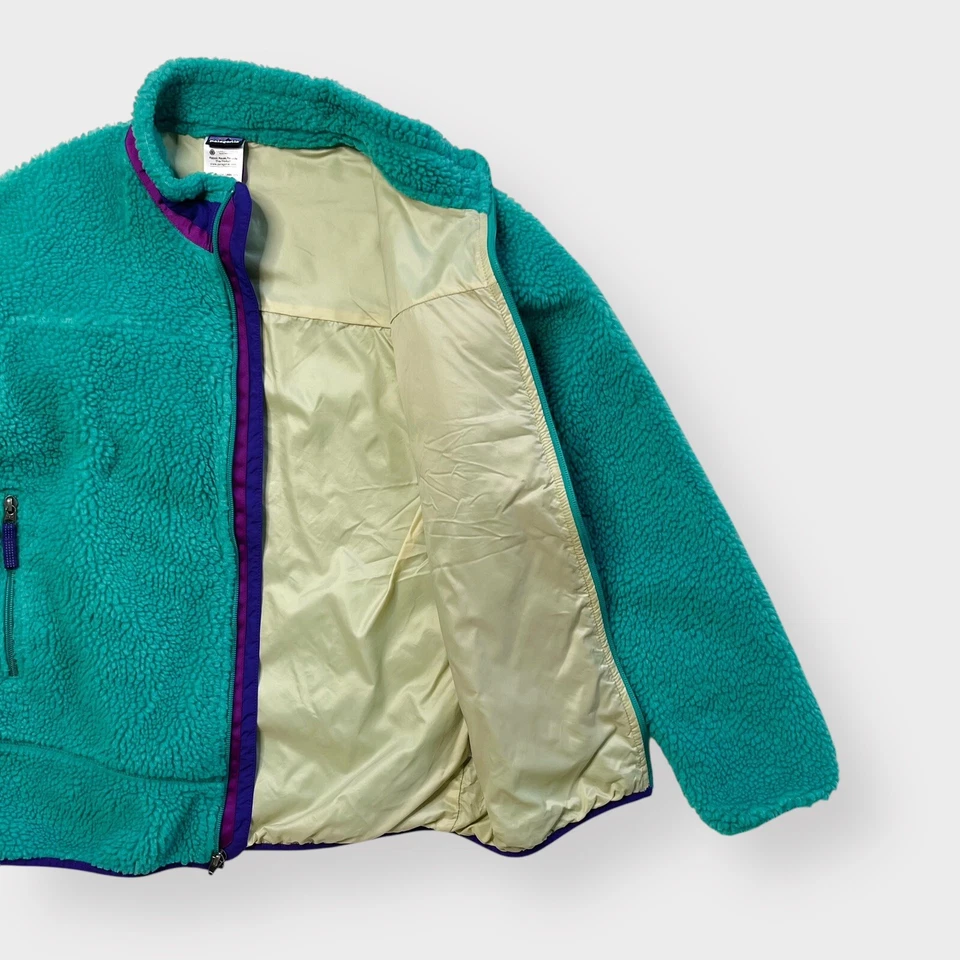 Y2K винтажный Patagonia ретро-X глубокий ворс флисовая куртка, бирюзовый/фиолетовый 2013, девочек XL 14 - Изображение 3 из 4