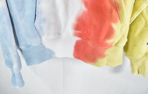 NWT Champion Reverse Weave Tie Dye Hoodie Sweatshirt Blue Yellow Red Medium M - Picture 7 of 10