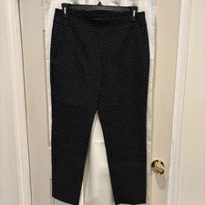 Counterparts Womens Black With Gray Dots Ponte Knit Pull On Ankle Pants Size 12