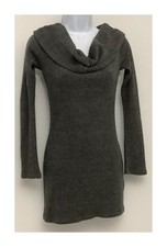 PrettyLittleThing Charcoal Grey Knit Cowl Neck Dress UK 10 US 6 Mini Ribbed Cozy